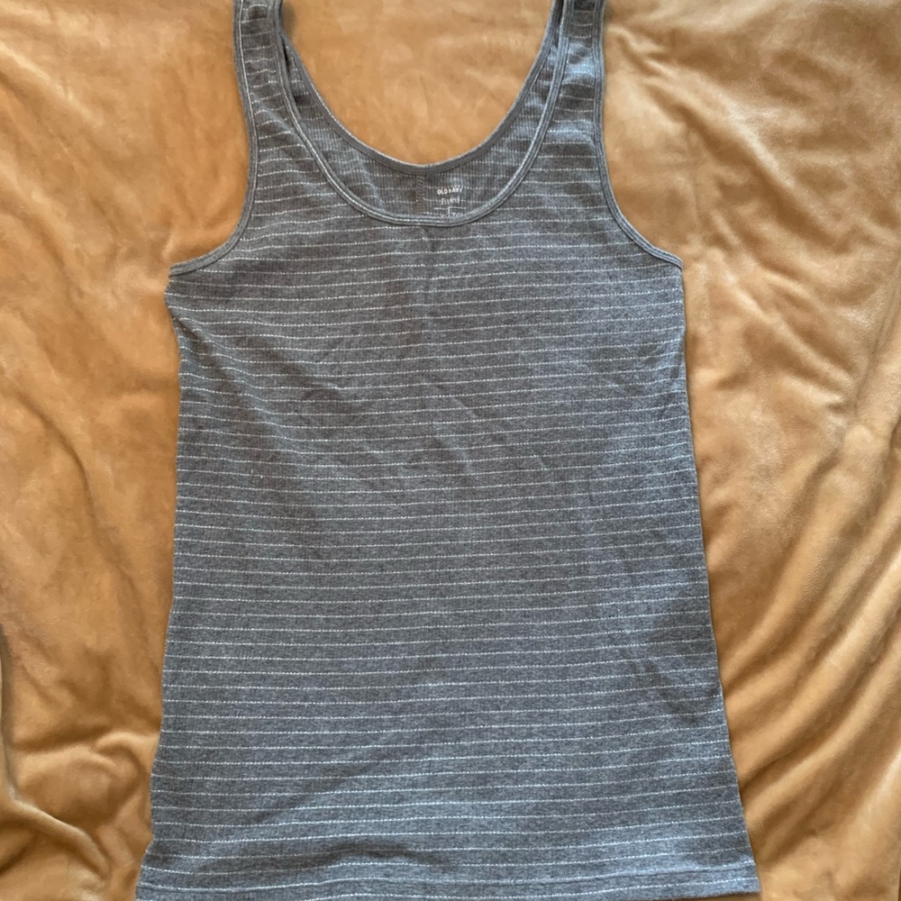 Gray with silver sparkle stripe tank